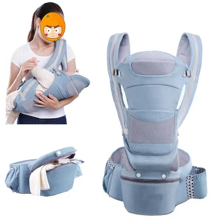 Ergonomic 3-in-1 Convertible Baby Carrier with breathable fabric and hip seat for newborns and toddlers