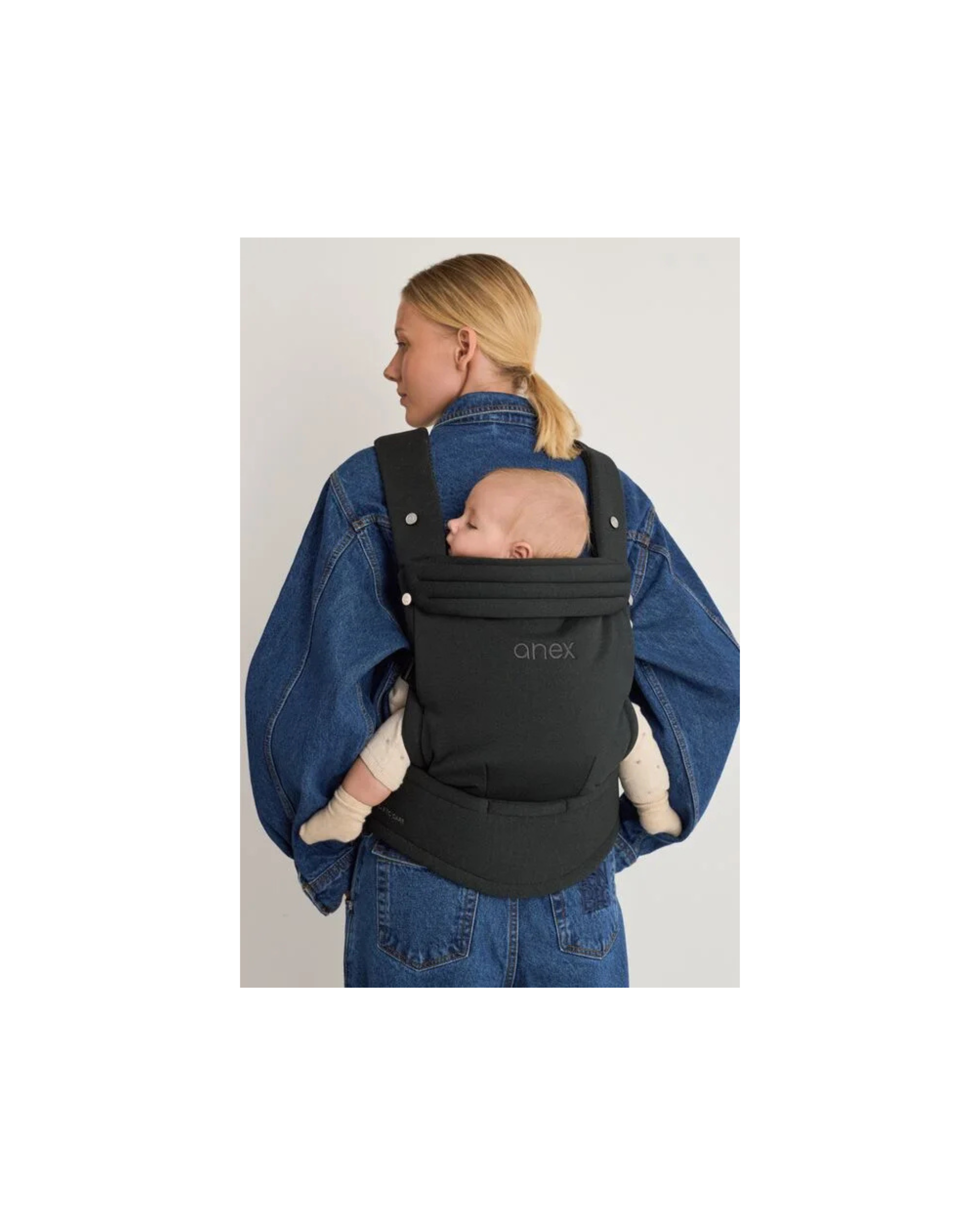 Anex Whiz-Hug ergonomic baby carrier for newborns.
